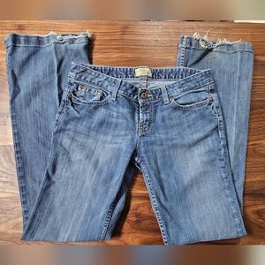 BKE denim jeans 30"×33 1/5"  bootcut. Star 20 stretch. Distressed